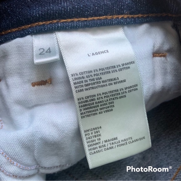 L’Agence High 10 Skinny High Waist Jeans Classic Dark NWOT - Picture 11 of 11